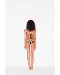 Geometric Khaki Print Bandeau Bikini - Band Jamaica