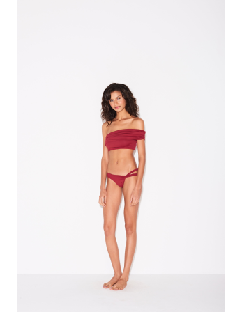 Bikini Brasiliano Asimetrico Rosso Scuro Con Crop Top -... 2