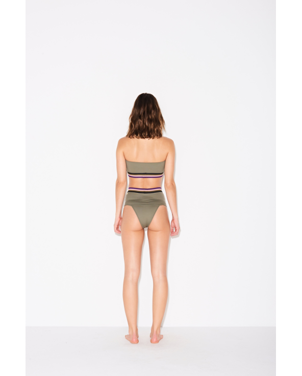 Bikini Verde Militare A Vita Lata Con Banda...