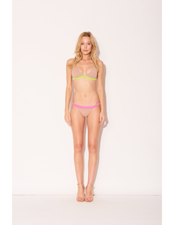 Nude Pink Yellow Fixed Triangle Bikini - Trangulo Tricolor