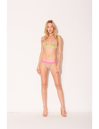 Nude Pink Yellow Fixed Triangle Bikini - Trangulo Tricolor 2