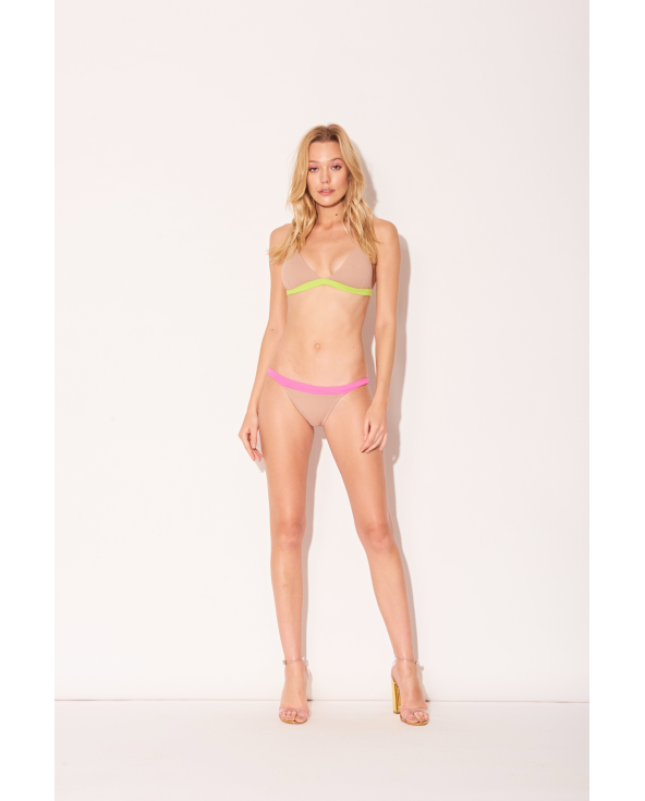 Bikini Triangolo Giallo Rosa Nudo Nudo -...