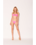 Pink Brazilian Bikini With Slim Sides And Laced Neckline - Fino Rosa