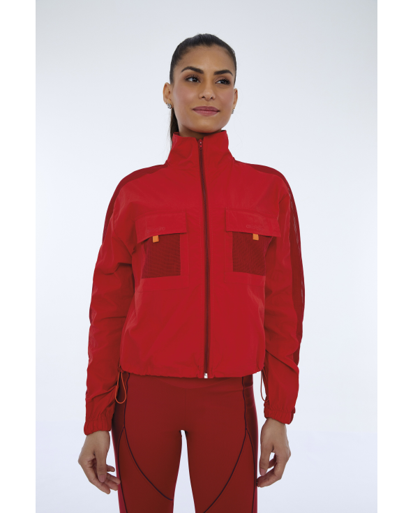 Jaqueta Techno Taslon Com Bolsos Vermelho Haute...