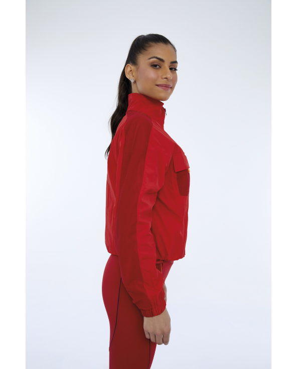 Jaqueta Techno Taslon Com Bolsos Vermelho Haute...