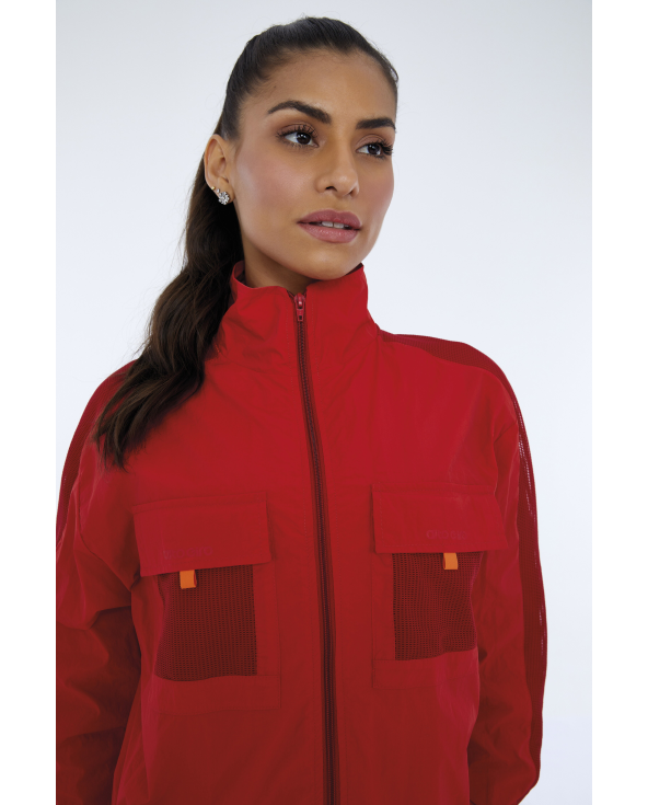 Jaqueta Techno Taslon Com Bolsos Vermelho Haute...