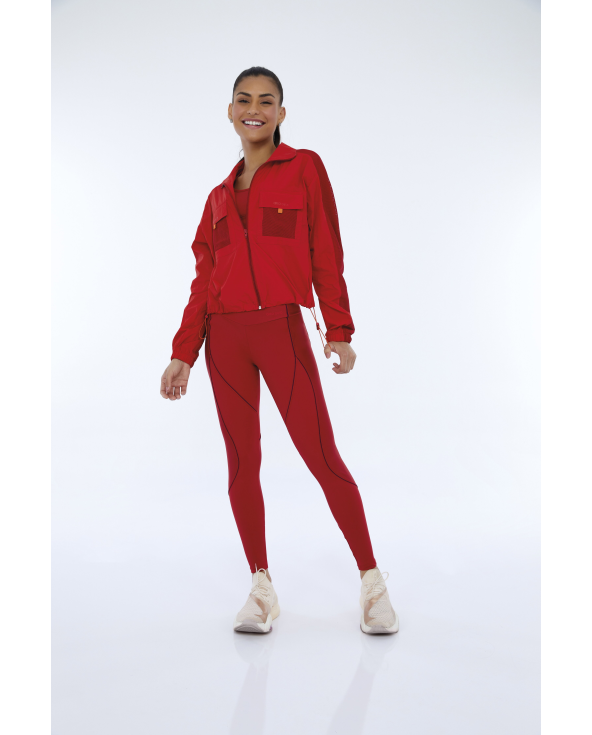 Jaqueta Techno Taslon Com Bolsos Vermelho Haute...