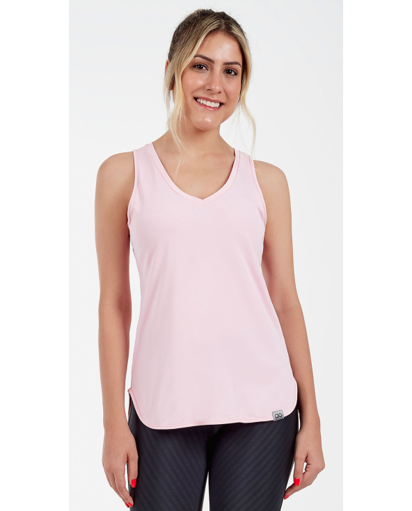Regata Skin Fit Alongada Gola V Rosa Clara