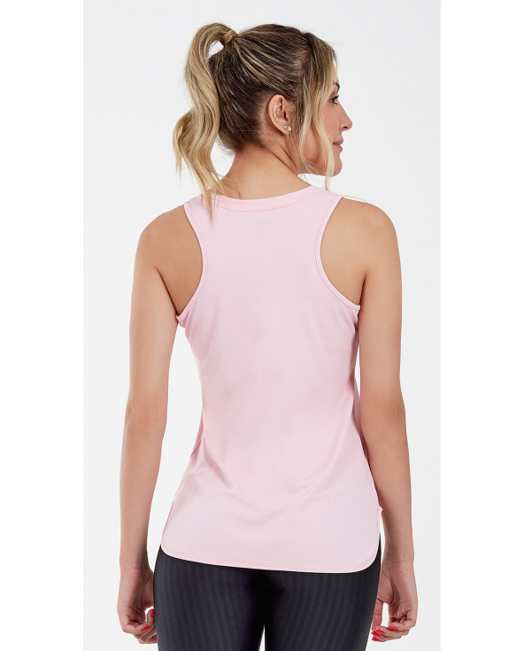 Regata Skin Fit Alongada Gola V Rosa Clara