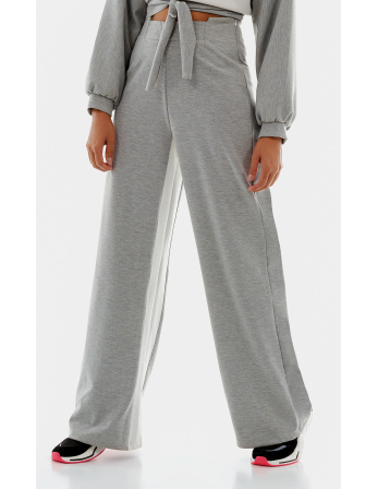Calca Bicolore Pantalona Cinza