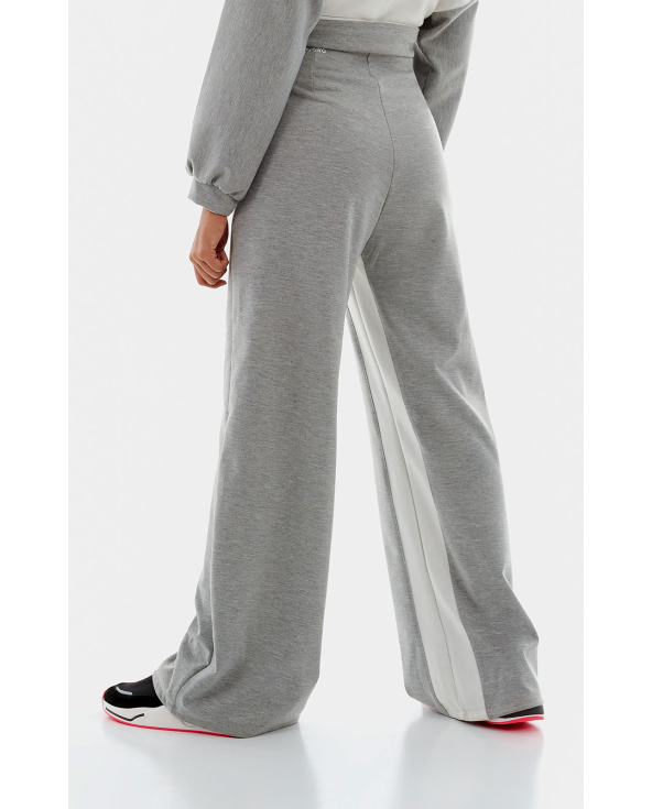 Calca Bicolore Pantalona Cinza
