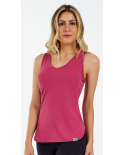 Regata Skin Fit Alongada Gola V Rosa