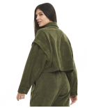 Jaqueta Cropped Colete Stretch Verde Kalamata