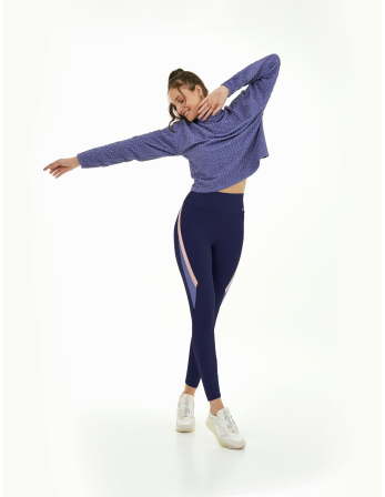 Blusa Crimp Gola Alta Azul Heron