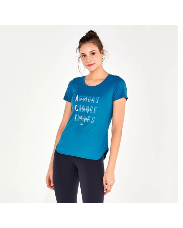 T-Shirt Skin Fit Frases Inspiracionais Verde...