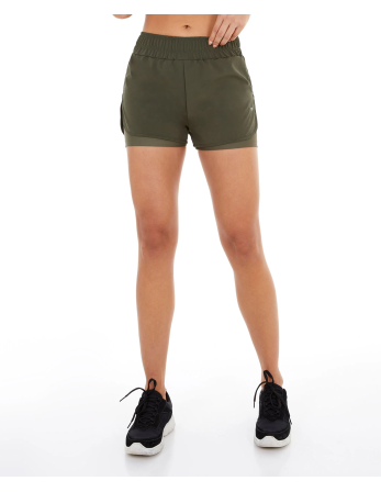 Shorts Tecnospan Abertura Lateral Verde Militar