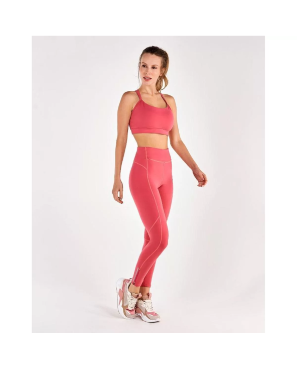 Legging Supplex Ziper Barra Coral