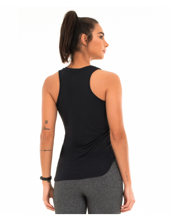 Regata Skin Fit Alongada Gola V Preto 2