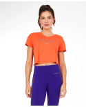 T-Shirt Cropped Skin Fit Gym Laranja Pitanga