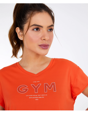T-Shirt Cropped Skin Fit Gym Laranja Pitanga 2