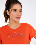 T-Shirt Cropped Skin Fit Gym Laranja Pitanga