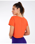 T-Shirt Cropped Skin Fit Gym Laranja Pitanga