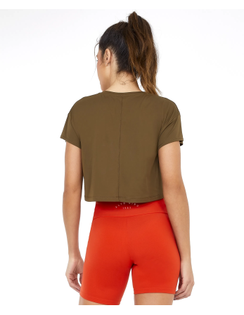 T-Shirt Cropped Skin Fit Gym Verde Olive 2