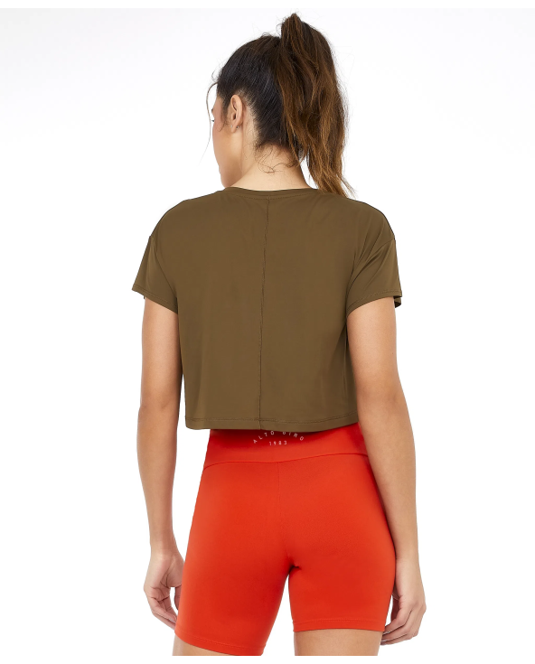 T-Shirt Cropped Skin Fit Gym Verde Olive