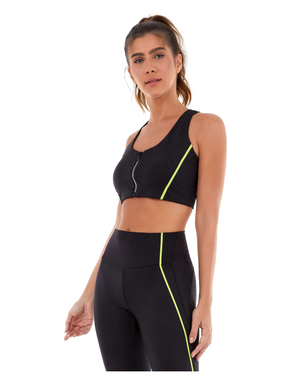 Top Velocity Com Ziper Holografico Preto
