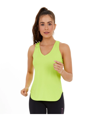 Regata Skin Fit Alongada Gola V Verde Acidlime