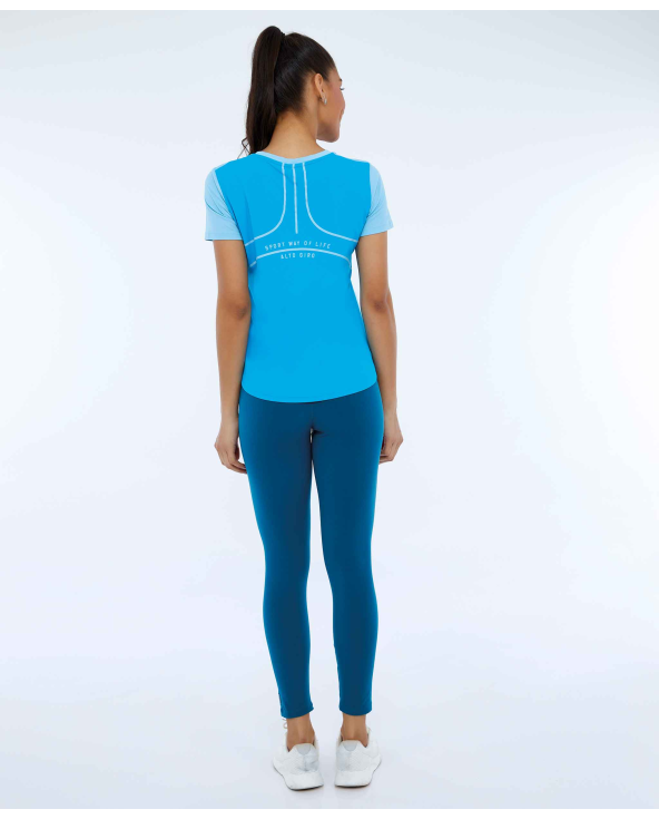 T-Shirt Skin Fit Recortes Sport Azul Vivid
