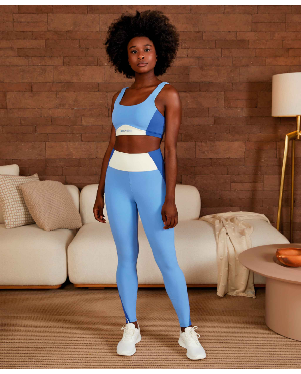Legging Blackout Recortes Barriga Zero Azul Soft