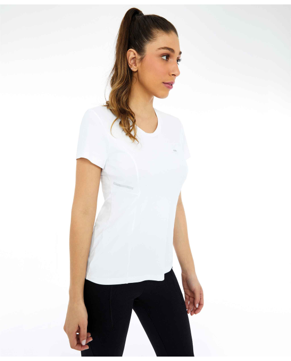 T-Shirt Skin Fit Recortes Com Refletivos Branco...