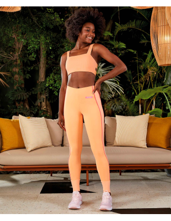 Top Verticale Detalhe Tiras Laranja Gym
