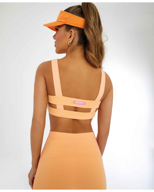 Top Verticale Detalhe Tiras Laranja Gym
