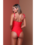 Laser Cut Sleeve One Piece Red