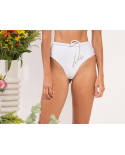 Bottom Shimmer-White Belted-High-Waist