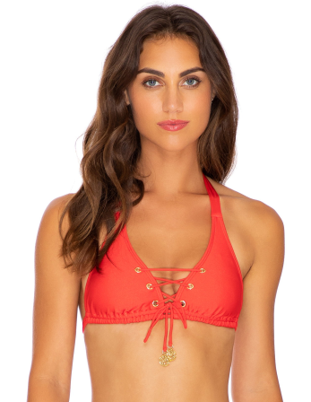 Czerwony Sznurowany Top Typu Halter - Top Mambo Full Red