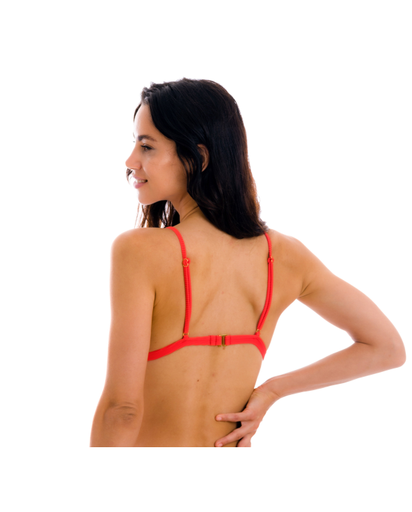 Reggiseno Bikini Triangolo Rosso A Costine Con...