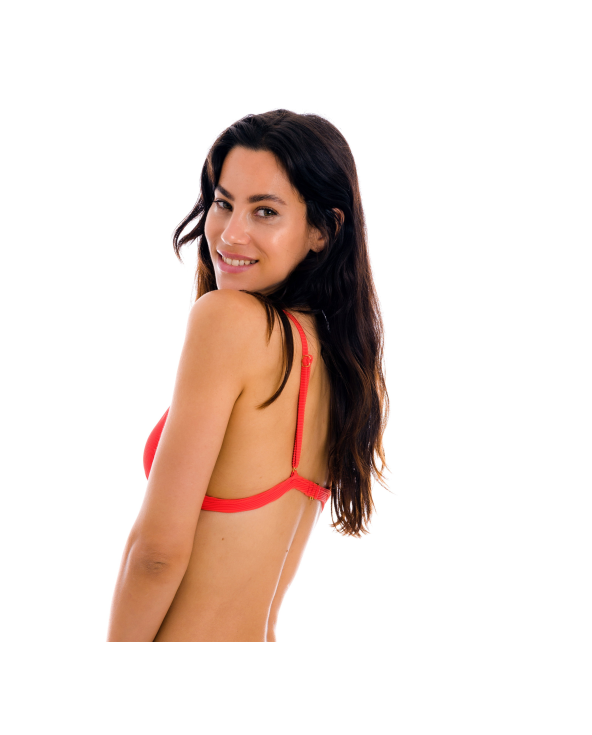 Top Triangular Fixo Regulável Vermelho Canelado...