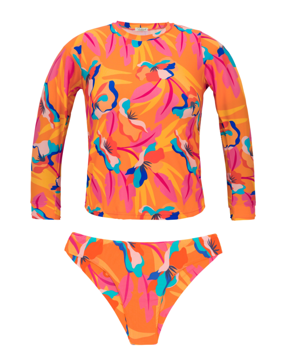 Set Orange-Bloom Rash-Guard Nice