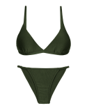 Bikini Brasileño Atrevido Verde Oscuro Con Lados Delgados - Set Croco Tri-Fixo Cheeky-Fixa