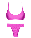 Bikini Rosa Magenta Testurizzato A Girovita Alto Con Reggiseno A Bralette - Set Eden-Pink Bralette Rio-Cos